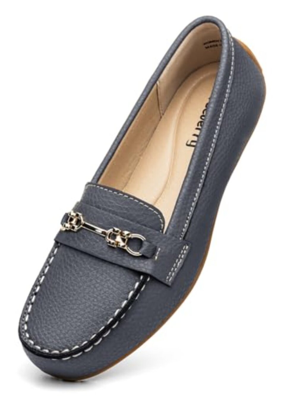 Women's Pebbled Leather Loafers Slip On Business Casual Driving Mocs